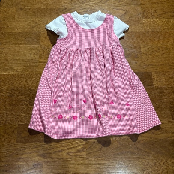 healthtex Other - Y2K 2003 healthtex t shirt dress size 5 pink gingham floral screen print design